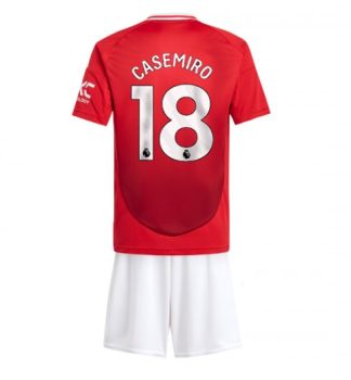 Köpa Billiga Barn Manchester United Hemmatröja 2024/25 Casemiro 18 Kortärmad (+ Korta byxor)