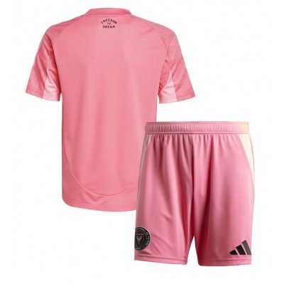 Inter Miami 2025/26 Hemmatröja Barn Set – Kortärmad Fotbollströja med Shorts 2 Inter Miami Hemmatställ Barn 2025/26 – Kortärmad Fotbollsställ