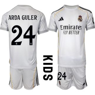 Köp Barn Real Madrid Hemmatröja 2025/26 Arda Guler #24 Fotbollssats Kortärmad (+ Shorts)