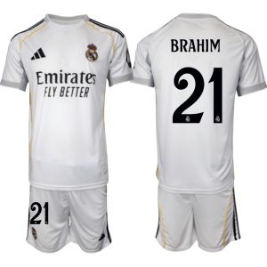 Köp Herr Real Madrid Hemmatröja 2025/26 Brahim Díaz #21 Fotbollsmatchställ (kortärmad tröja + shorts)