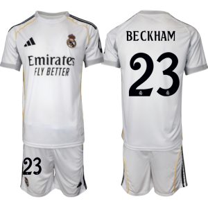 Köp Herr Real Madrid Hemmatröja 2025/26 David Beckham #23 Fotbollsmatchställ (kortärmad tröja + shorts)