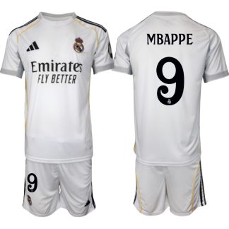 Köp Herr Real Madrid Hemmatröja 2025/26 Kylian Mbappé #9 Fotbollsmatchställ (kortärmad tröja + shorts)