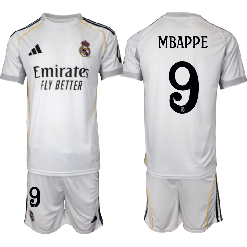 Köp Herr Real Madrid Hemmatröja 2025/26 Kylian Mbappé #9 Fotbollsmatchställ (kortärmad tröja + shorts) 1 Köp Herr Real Madrid Hemmatröja 2025/26 Kylian Mbappé #9 Fotbollsmatchställ (kortärmad tröja + shorts)