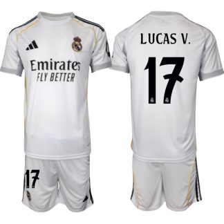 Köp Herr Real Madrid Hemmatröja 2025/26 Lucas Vazquez #17 Fotbollsmatchställ (kortärmad tröja + shorts)