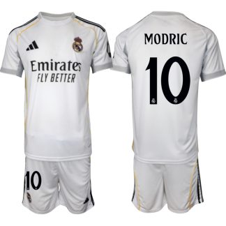 Köp Herr Real Madrid Hemmatröja 2025/26 Luka Modric #10 Fotbollsmatchställ (kortärmad tröja + shorts)