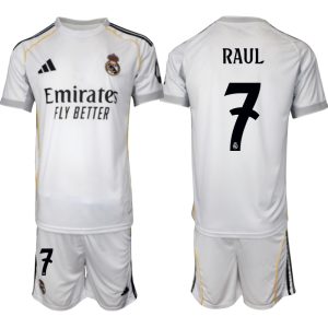 Köp Herr Real Madrid Hemmatröja 2025/26 Raul #7 Fotbollsmatchställ (kortärmad tröja + shorts)