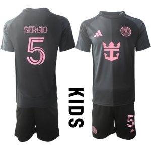 Köpa Fotbollströjor För Barn Inter Miami CF Bortatröja 2025/26 Sergio Busquets 5 Fotbollssats Kortärmad (+ Shorts)
