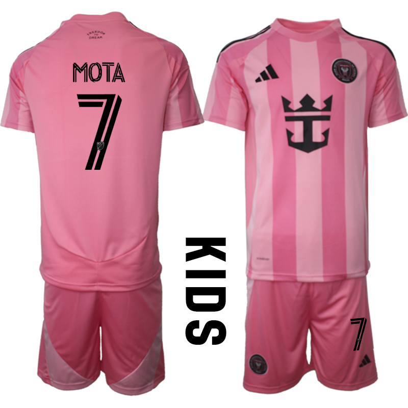 Köpa Fotbollströjor För Barn Inter Miami CF Hemmatröja 2025/26 Jean Mota 7 Fotbollssats Kortärmad (+ Shorts)