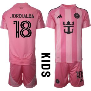 Köpa Fotbollströjor För Barn Inter Miami CF Hemmatröja 2025/26 Jordi Alba 18 Fotbollssats Kortärmad (+ Shorts)