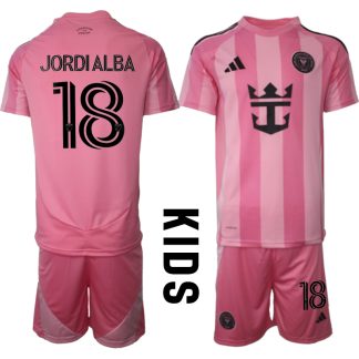 Köpa Fotbollströjor För Barn Inter Miami CF Hemmatröja 2025/26 Jordi Alba 18 Fotbollssats Kortärmad (+ Shorts)