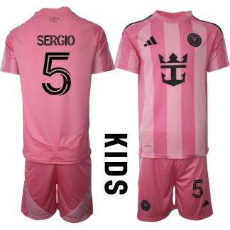 Köpa Fotbollströjor För Barn Inter Miami CF Hemmatröja 2025/26 Sergio Busquets 5 Fotbollssats Kortärmad (+ Shorts)