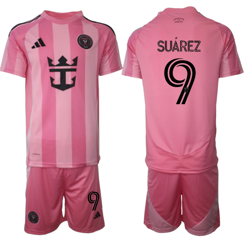 Köpa Fotbollströjor För Herr Inter Miami CF Hemmatröja 2025/26 Luis Suárez 9 Kortärmad (+ Korta byxor)