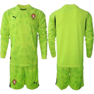 Köpa Fotbollströjor För Herr Portugal Fluorescerande Grön 2025/26 Målvakt Långärmad (+ Korta byxor)