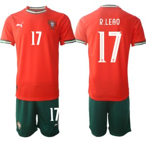 Köpa Fotbollströjor För Herr Portugal Hemmatröja 2025/26 Rafael Leao 17 Kortärmad (+ Korta byxor)