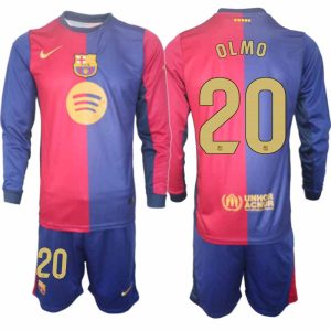 Köp Herr Fotbollströjor FC Barcelona Hemmatröja 2024/25 Dani Olmo 20 Fotbollsställ Långärmad (+ Shorts)