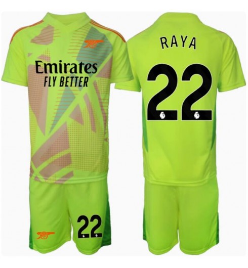 Köp Barn Arsenal Målvakt Hemmatröja 2024/25 David Raya #22 Fotbollsklädset Kortärmad Tröja + Shorts