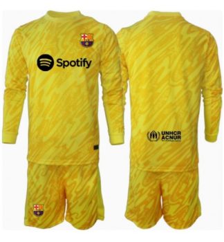 Köp Barn Barcelona Målvakt Bortatröja 2024/25 Fotbollsklädset Långärmad Tröja + Shorts