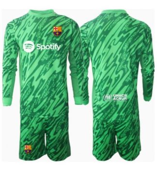 Köp Barn Barcelona Målvakt Hemmatröja 2024/25 Fotbollsklädset Långärmad Tröja + Shorts
