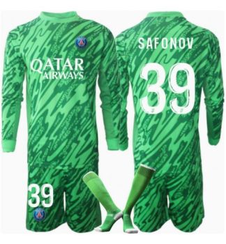 Köp Barn Paris Saint-Germain Målvakt Hemmatröja 2024/25 Matvei Safonov #39 Fotbollsklädset Långärmad Tröja + Shorts