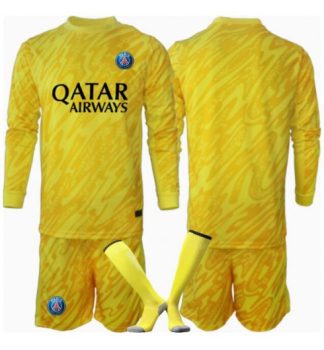 Köp Barn Paris Saint-Germain Målvakt Tredjetröja 2024/25 Fotbollsklädset Långärmad Tröja + Shorts