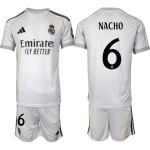 Köp Herr Real Madrid Hemmatröja 2025/26 Nacho #6 Fotbollsmatchställ (kortärmad tröja + shorts)
