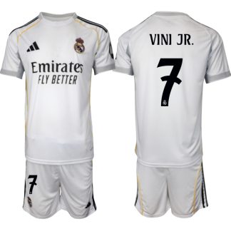 Köp Herr Real Madrid Hemmatröja 2025/26 Vinicius Junior #7 Fotbollsmatchställ (kortärmad tröja + shorts)
