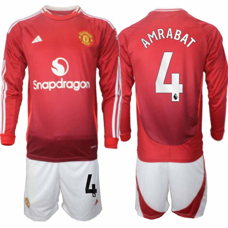Köp Manchester United Herr Hemmatröja 2024/25 Sofyan Amrabat 4 Fotbollsställ Långärmad (+ Shorts) 1 Köp Manchester United Herr Hemmatröja 2024/25 Sofyan Amrabat #4 Fotbollsställ Långärmad (+ Shorts)