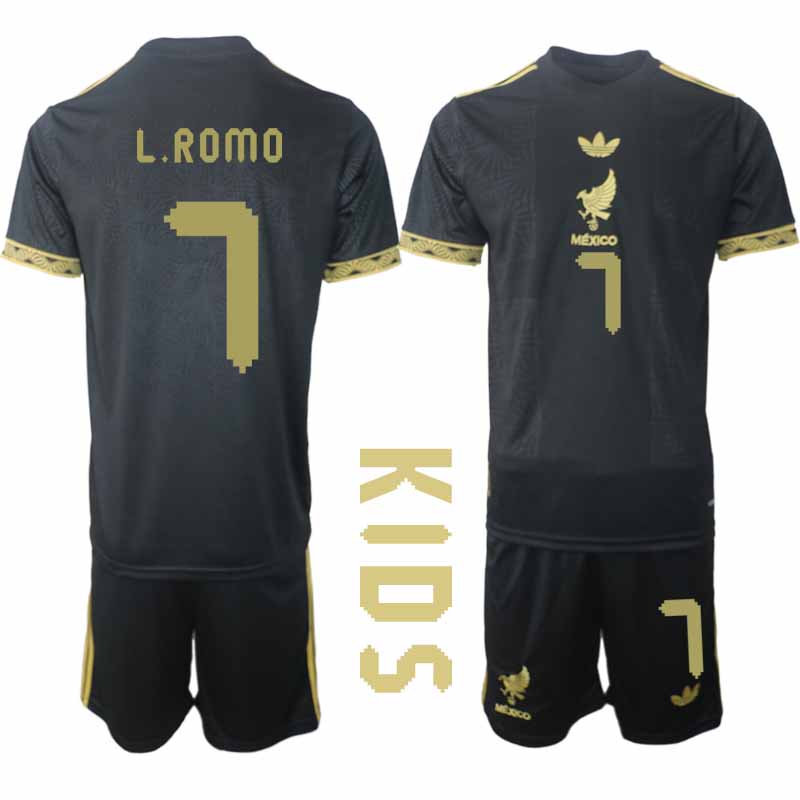Köp Mexiko 2025 Gold Cup Fotbollströja Barn Luis Romo 7 Fotbollsklädset Kortärmad + Shorts 1 Köp Mexiko 2025 Gold Cup Fotbollströja Barn Luis Romo 7 Fotbollsklädset Kortärmad + Shorts