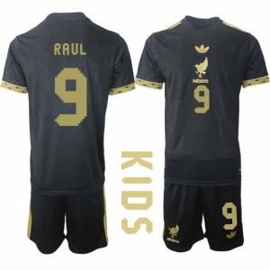 Köp Mexiko 2025 Gold Cup Fotbollströja Barn Raul Jimenez 9 Fotbollsklädset Kortärmad + Shorts