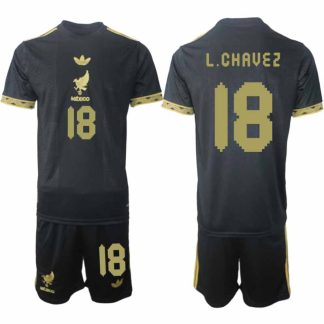 Mexiko 2025 Gold Cup Fotbollströja Barn Luis Chavez 18 Fotbollsklädset Kortärmad + Shorts