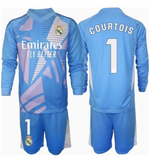 Köp Real Madrid Barn Målvakt Hemmatröja 2024/25 Thibaut Courtois #1 Fotbollsklädset Långärmad Tröja + Shorts 1 Köp Real Madrid Barn Målvakt Hemmatröja 2024/25 Thibaut Courtois #1 Fotbollsklädset Långärmad Tröja + Shorts