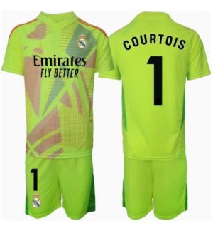 Köp Real Madrid Barn Målvakt Tredjetröja 2024/25 Thibaut Courtois #1 Fotbollsklädset Kortärmad Tröja + Shorts