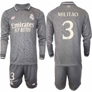 Köp Real Madrid Herr Tredjetröja 2024/25 Eder Militao 3 Fotbollsställ Långärmad (+ Shorts)