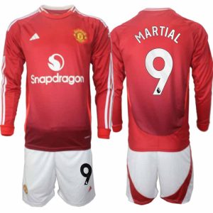 Köp Manchester United Herr Hemmatröja 2024/25 Anthony Martial 9 Fotbollsställ Långärmad (+ Shorts)