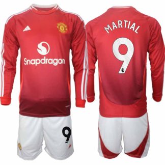 Köp Manchester United Herr Hemmatröja 2024/25 Anthony Martial 9 Fotbollsställ Långärmad (+ Shorts)
