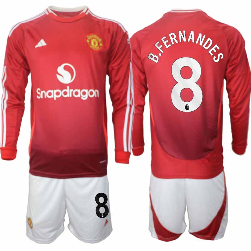 Köp Manchester United Herr Hemmatröja 2024/25 Bruno Fernandes 8 Fotbollsställ Långärmad (+ Shorts) 1 Köp Manchester United Herr Hemmatröja 2024/25 Bruno Fernandes 8 Fotbollsställ Långärmad (+ Shorts)