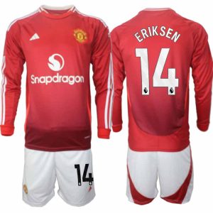 Köp Manchester United Herr Hemmatröja 2024/25 Christian Eriksen 14 Fotbollsställ Långärmad (+ Shorts)
