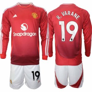 Köp Manchester United Herr Hemmatröja 2024/25 Raphael Varane 19 Fotbollsställ Långärmad (+ Shorts)