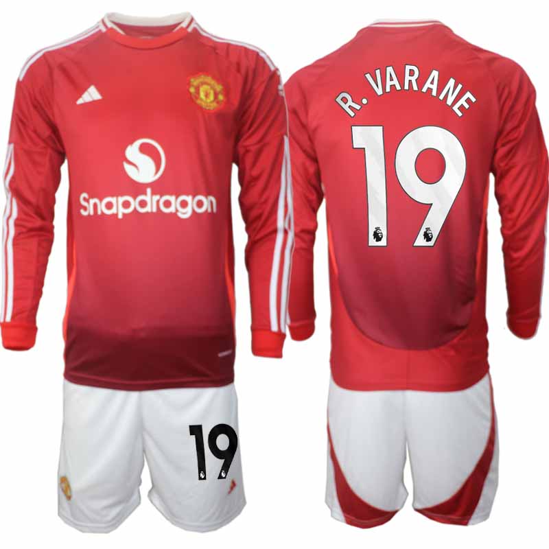 Köp Manchester United Herr Hemmatröja 2024/25 Raphael Varane 19 Fotbollsställ Långärmad (+ Shorts) 1 Köp Manchester United Herr Hemmatröja 2024/25 Raphael Varane 19 Fotbollsställ Långärmad (+ Shorts)