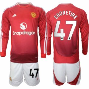 Köp Manchester United Herr Hemmatröja 2024/25 Shola Shoretire 47 Fotbollsställ Långärmad (+ Shorts)