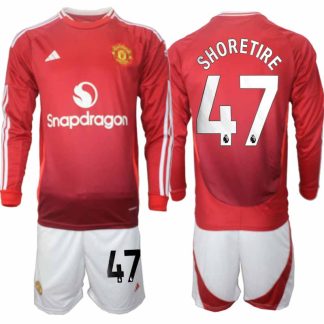 Köp Manchester United Herr Hemmatröja 2024/25 Shola Shoretire 47 Fotbollsställ Långärmad (+ Shorts)