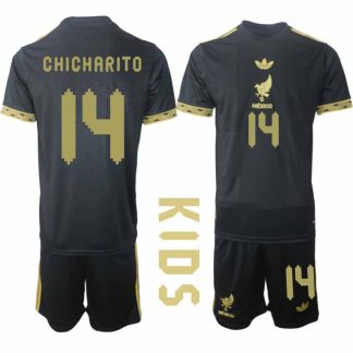 Mexiko 2025 Gold Cup Fotbollströja Barn Chicharito 14 Fotbollsklädset Kortärmad + Shorts