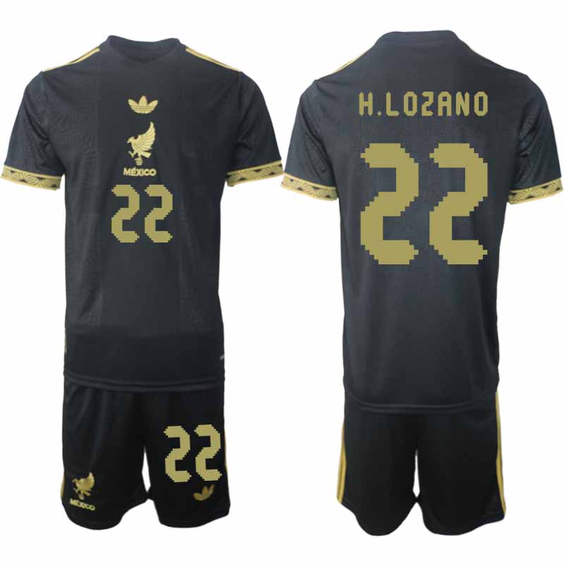 Köp Mexiko 2025 Gold Cup Fotbollströja Herr Hirving Lozano 22 Fotbollsklädset Kortärmad + Shorts