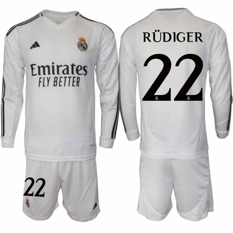 Köp Real Madrid Herr Hemmatröja 2024/25 Antonio Rüdiger 22 Fotbollsställ Långärmad (+ Shorts) 1 Köp Real Madrid Herr Hemmatröja 2024/25 Antonio Rüdiger 22 Fotbollsställ Långärmad (+ Shorts)