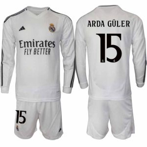 Köp Real Madrid Herr Hemmatröja 2024/25 Arda Guler 15 Fotbollsställ Långärmad (+ Shorts)