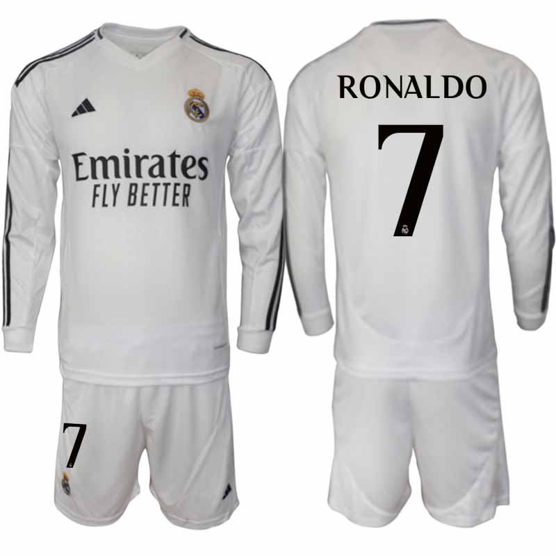 Köp Real Madrid Herr Hemmatröja 2024/25 Cristiano Ronaldo 7 Fotbollsställ Långärmad (+ Shorts) 1 Köp Real Madrid Herr Hemmatröja 2024/25 Cristiano Ronaldo 7 Fotbollsställ Långärmad (+ Shorts)