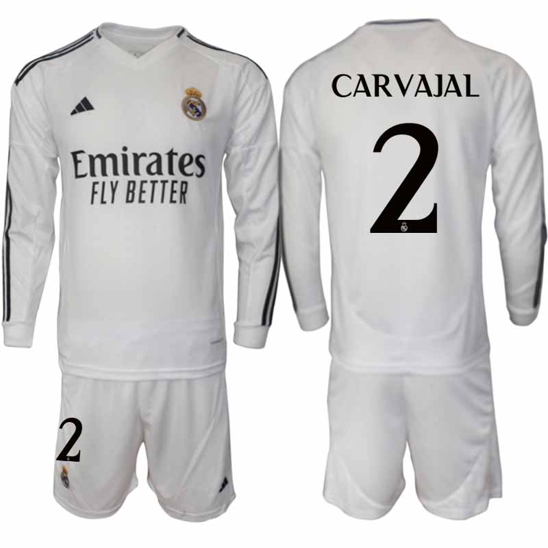 Köp Real Madrid Herr Hemmatröja 2024/25 Daniel Carvajal 2 Fotbollsställ Långärmad (+ Shorts)