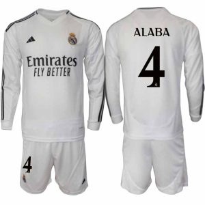 Köp Real Madrid Herr Hemmatröja 2024/25 David Alaba 4 Fotbollsställ Långärmad (+ Shorts)
