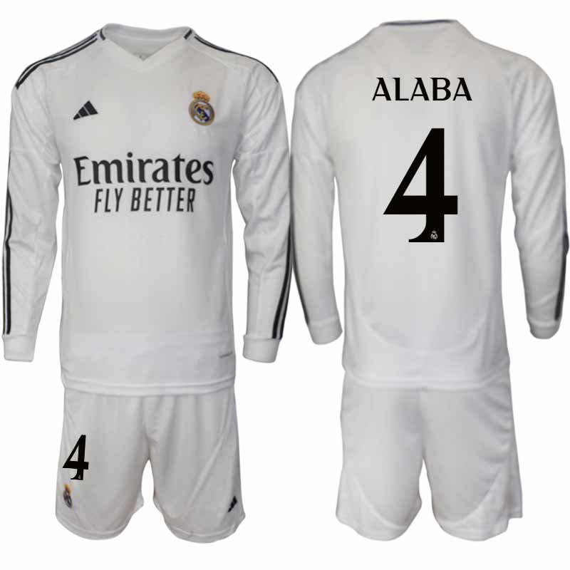 Köp Real Madrid Herr Hemmatröja 2024/25 David Alaba 4 Fotbollsställ Långärmad (+ Shorts) 1 Köp Real Madrid Herr Hemmatröja 2024/25 David Alaba 4 Fotbollsställ Långärmad (+ Shorts)