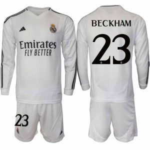Köp Real Madrid Herr Hemmatröja 2024/25 David Beckham 23 Fotbollsställ Långärmad (+ Shorts)